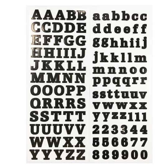 12 Pack: Black Small Font Alphabet Stickers by Recollections™